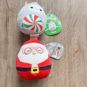 Squishmallows Nick Santa Claus Christmas‎ W/glasses plush 4.5" Lot Kellytoy